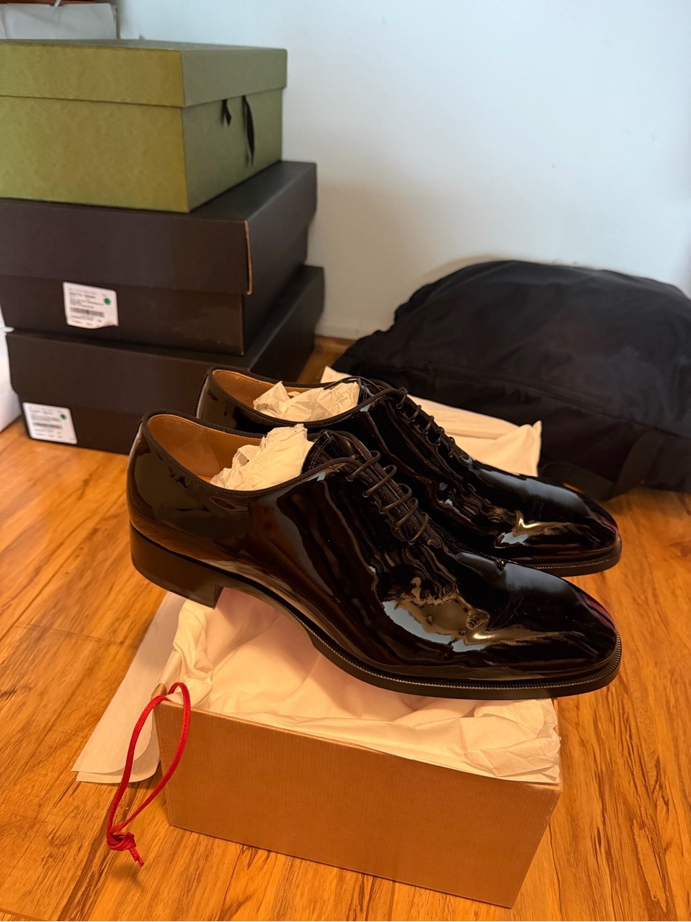 Christian Louboutin Men's Black Patent Leather Oxfords